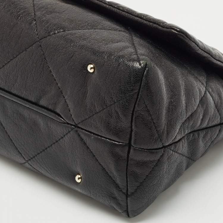 Pre Owned CH Carolina Herrera Black Quilted Leather Flap Chain Shoulder Bag