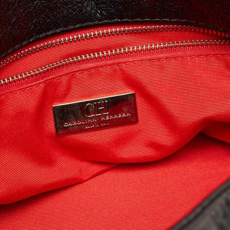 Pre Owned CH Carolina Herrera Black Quilted Leather Flap Chain Shoulder Bag