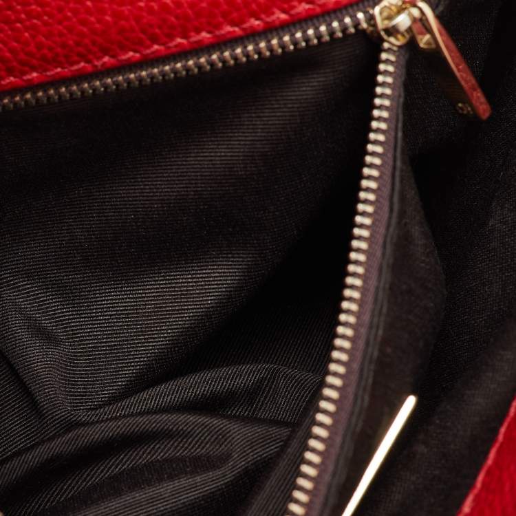 Pre Owned CH Carolina Herrera Red Leather Flap Chain Shoulder Bag
