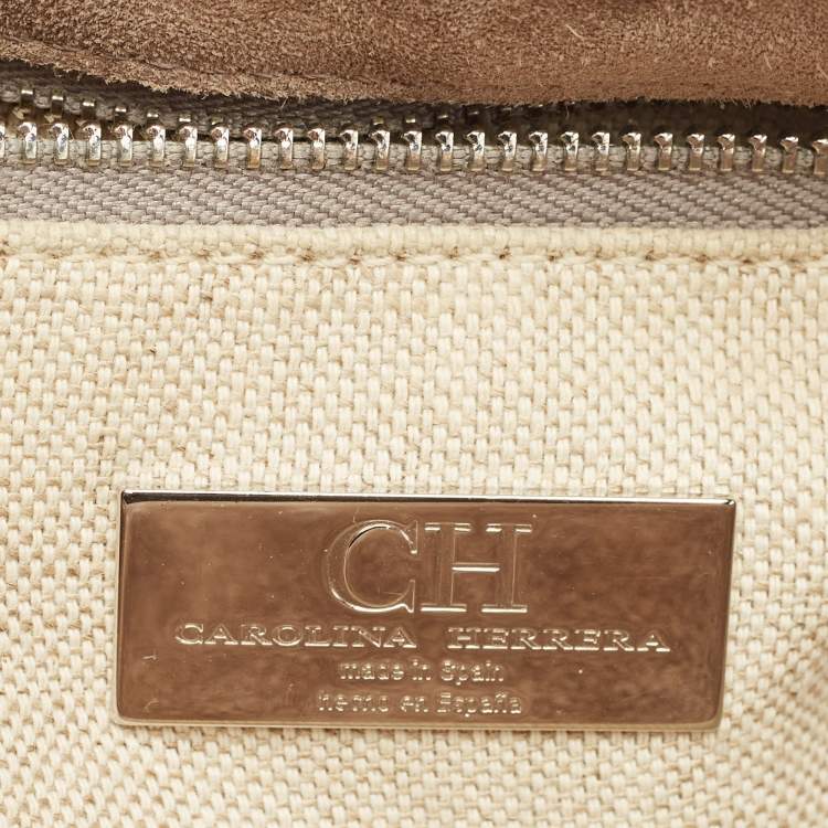 Pre Owned CH Carolina Herrera Pink Chevron Leather Flap Shoulder Bag