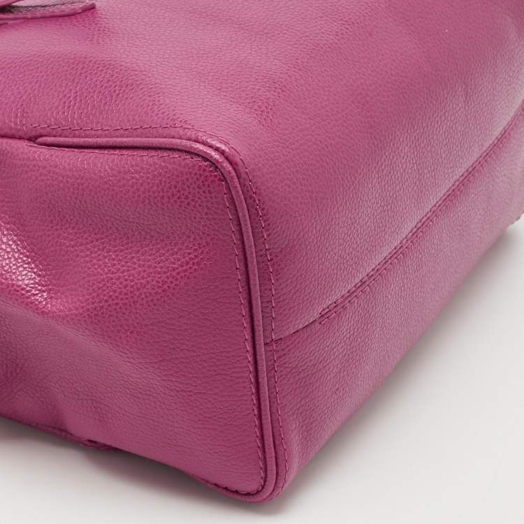 Pre Owned CH Carolina Herrera Fuchsia Leather Tempo Collection Adagio Tote