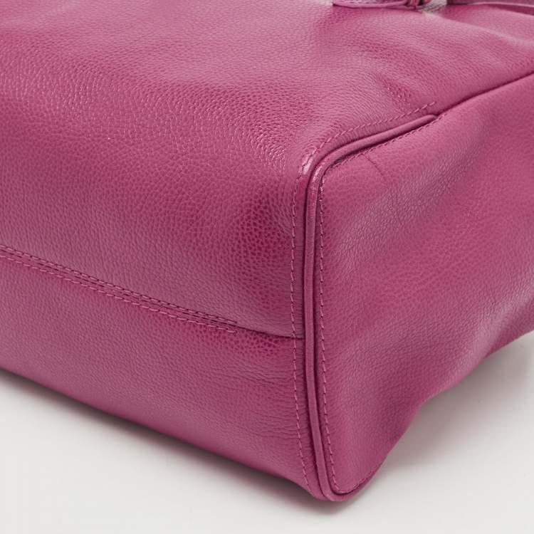 Pre Owned CH Carolina Herrera Fuchsia Leather Tempo Collection Adagio Tote