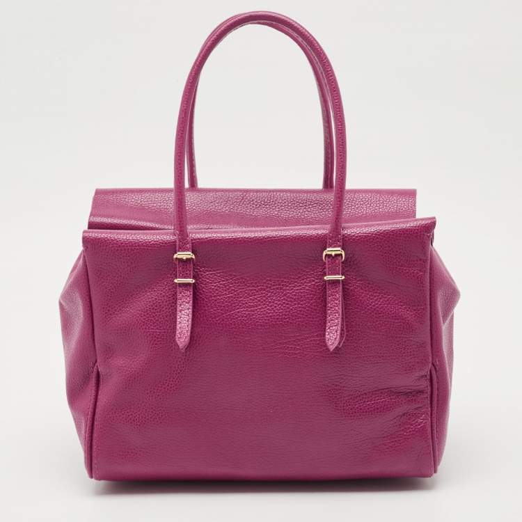 Pre Owned CH Carolina Herrera Fuchsia Leather Tempo Collection Adagio Tote