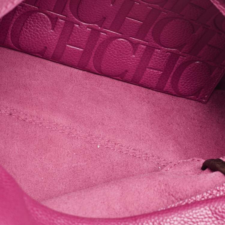 Pre Owned CH Carolina Herrera Fuchsia Leather Tempo Collection Adagio Tote