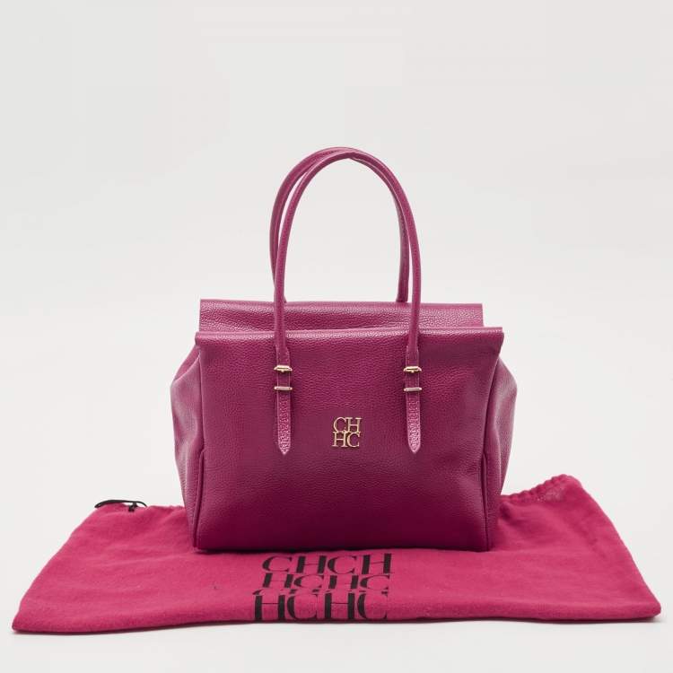 Pre Owned CH Carolina Herrera Fuchsia Leather Tempo Collection Adagio Tote