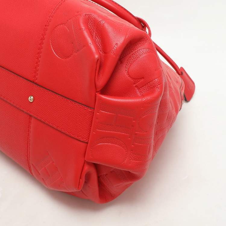 Pre Owned CH Carolina Herrera Red Leather Dahlia Satchel