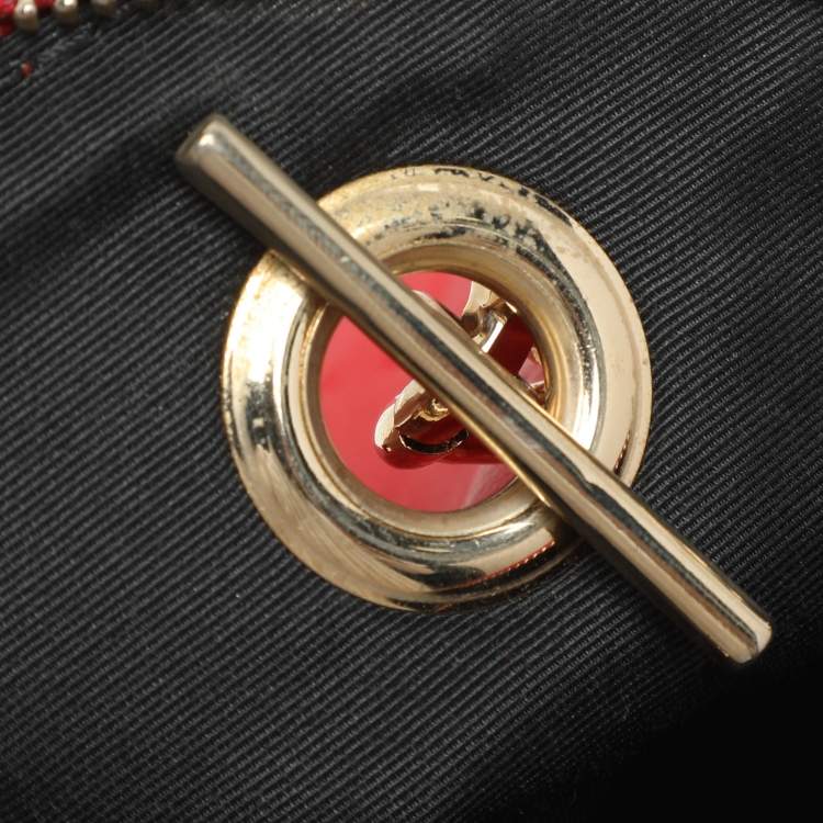 Pre Owned CH Carolina Herrera Red Leather Dahlia Satchel