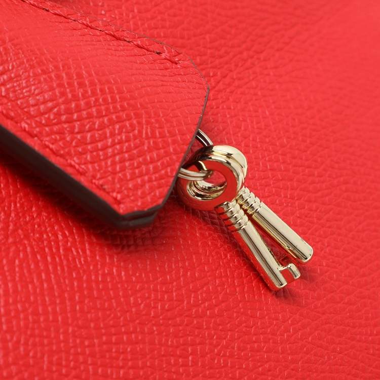 Pre Owned CH Carolina Herrera Red Leather Dahlia Satchel