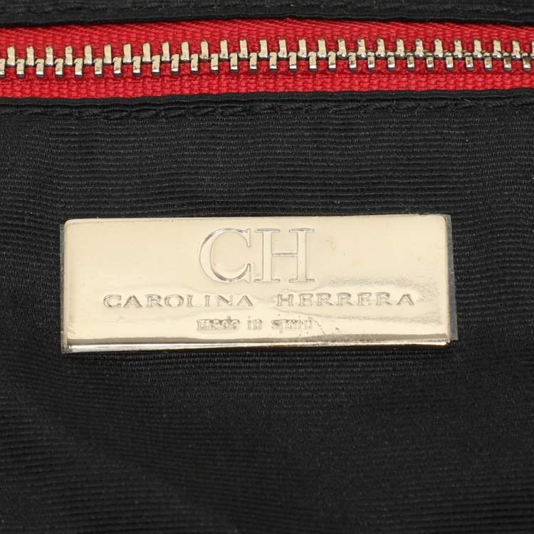 Pre Owned CH Carolina Herrera Red Leather Dahlia Satchel