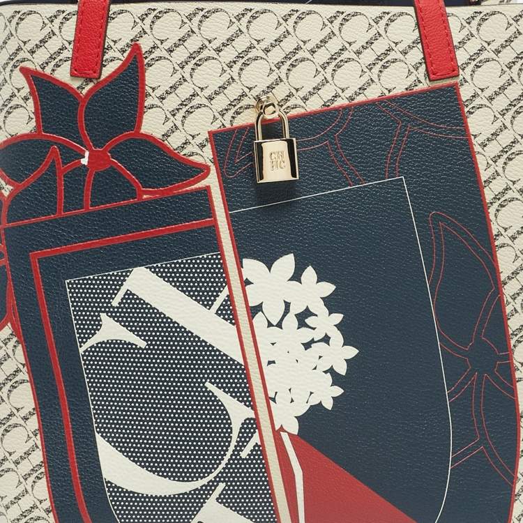 Pre Owned CH Carolina Herrera Multicolor Painted Coated Canvas Medium Matryoshka Locked Tote