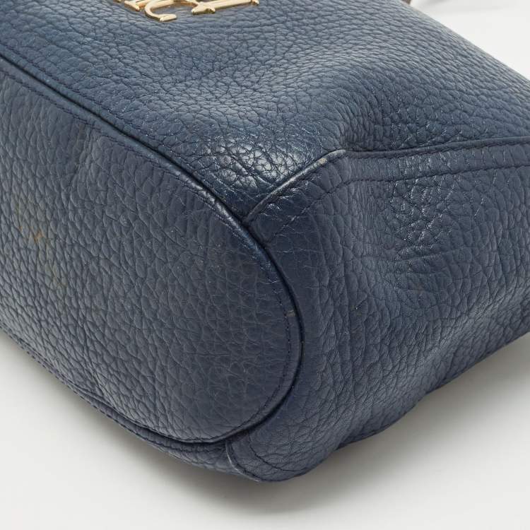 Pre Owned CH Carolina Herrera Navy Blue Leather Maria Shoulder Bag