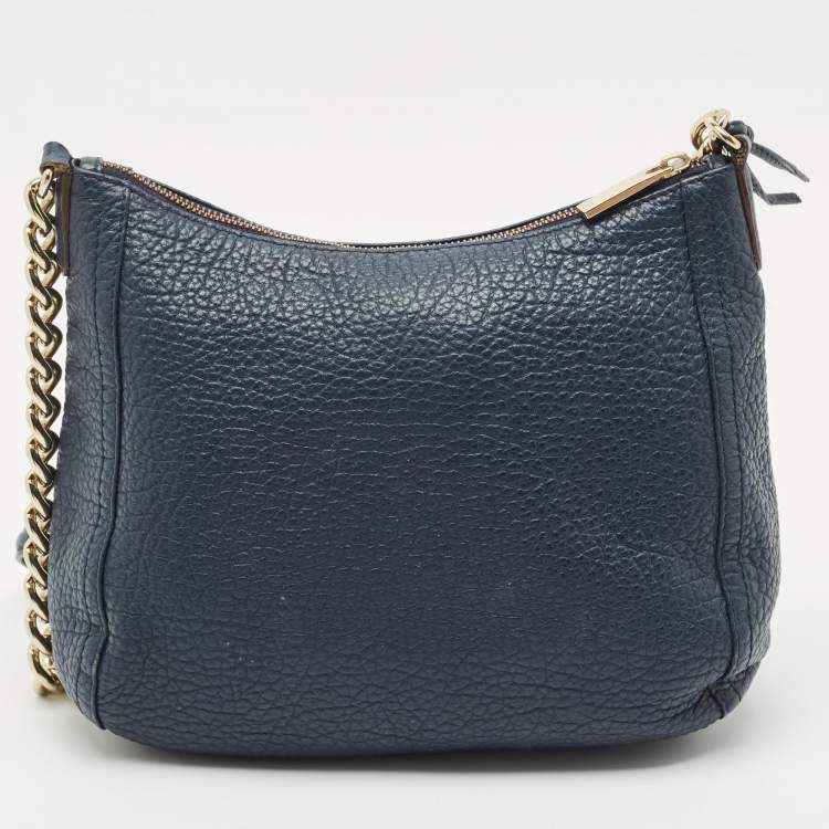 Pre Owned CH Carolina Herrera Navy Blue Leather Maria Shoulder Bag