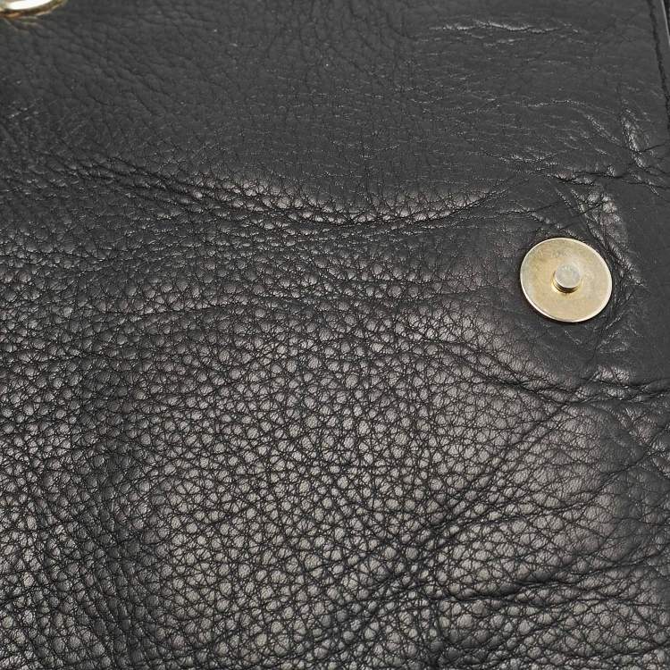 Pre Owned CH Carolina Herrera Black Monogram Embossed Leather Audrey Shoulder Bag