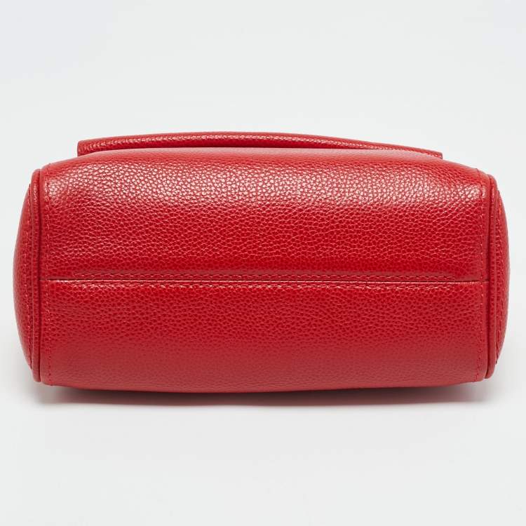 Pre Owned CH Carolina Herrera Red Leather Small Minuetto Top Handle Bag