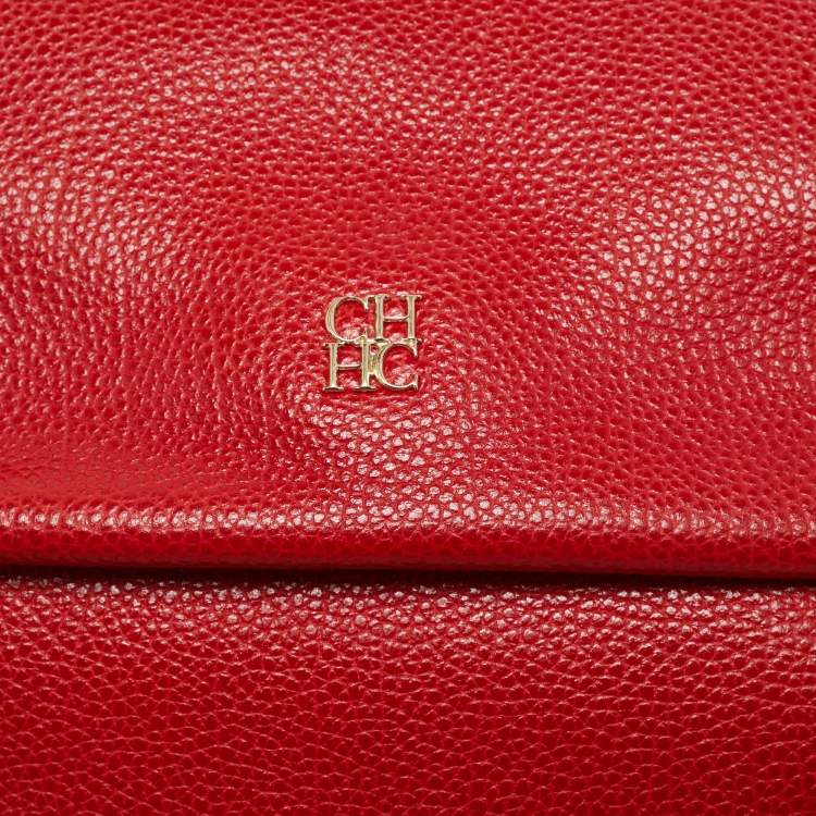 Pre Owned CH Carolina Herrera Red Leather Small Minuetto Top Handle Bag