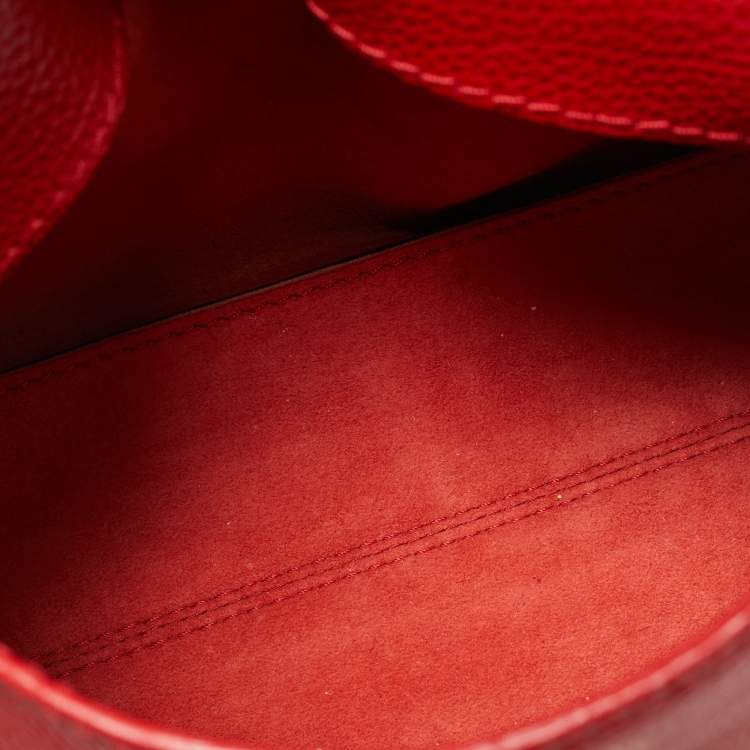 Pre Owned CH Carolina Herrera Red Leather Small Minuetto Top Handle Bag