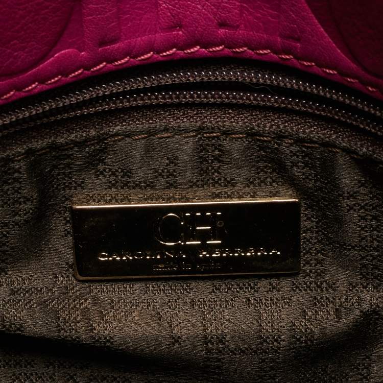 Pre Owned CH Carolina Herrera Fuchsia Leather Chain Flap Bag