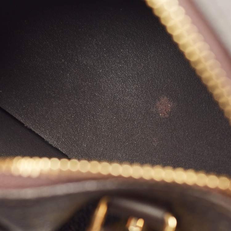 Pre Owned CH Carolina Herrera Dark Brown Monogram Coated Canvas Andy 5 Locked Crossbody Bag