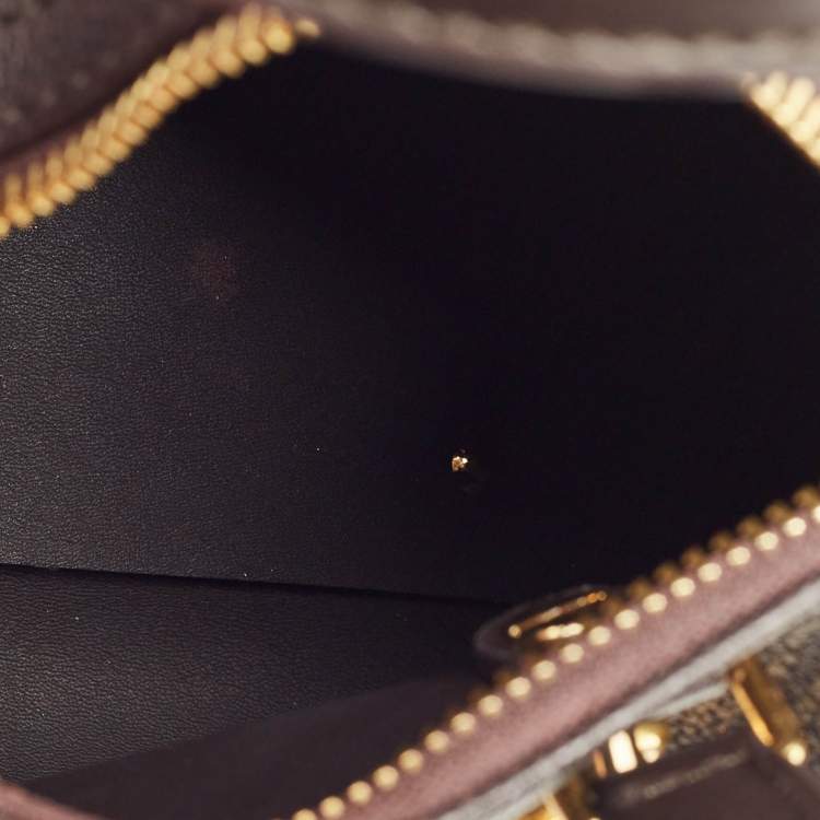 Pre Owned CH Carolina Herrera Dark Brown Monogram Coated Canvas Andy 5 Locked Crossbody Bag