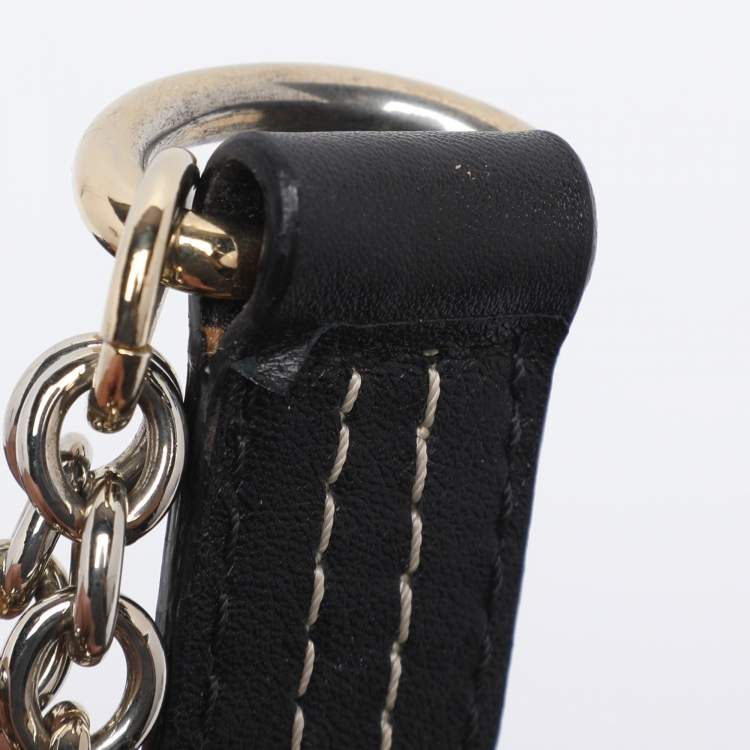 Pre Owned CH Carolina Herrera Black Leather Tassel Shoulder Bag