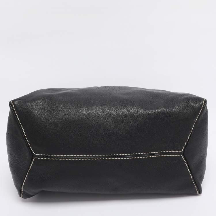 Pre Owned CH Carolina Herrera Black Leather Tassel Shoulder Bag