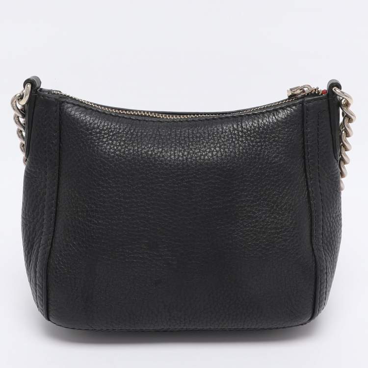 Pre Owned CH Carolina Herrera Black Leather Maria Crossbody Bag