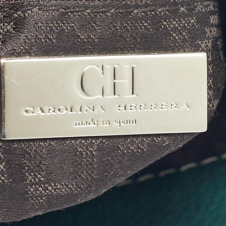 Pre Owned CH Carolina Herrera Green Leather Flat Crossbody Bag