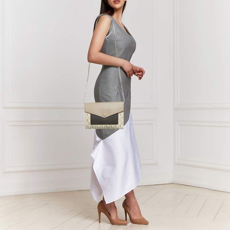 Pre Owned CH Carolina Herrera Tricolor Coated Canvas and Leather Envelope Crossbody Bag