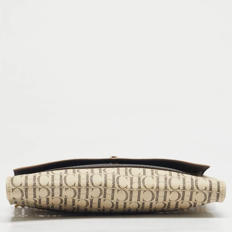 Pre Owned CH Carolina Herrera Tricolor Coated Canvas and Leather Envelope Crossbody Bag