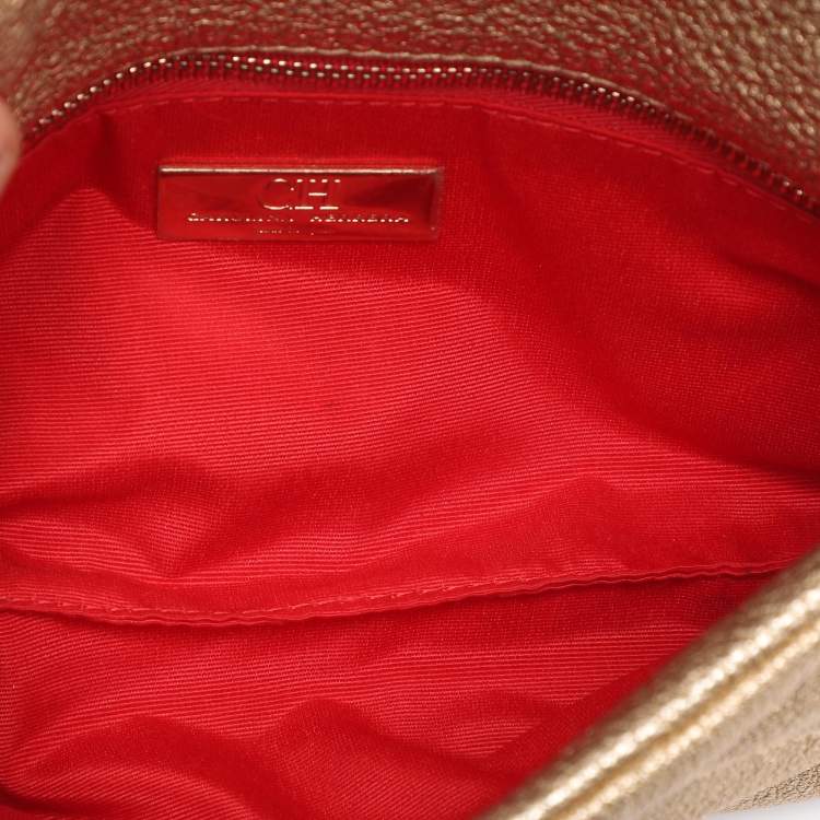 Pre Owned CH Carolina Herrera Metallic Gold Quilted Leather Chain Crossbody Bag