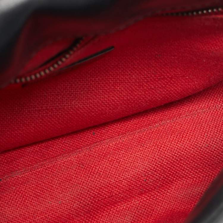 Pre Owned CH Carolina Herrera Black Quilted Leather Pearl Studded Flap Chain Shoulder Bag