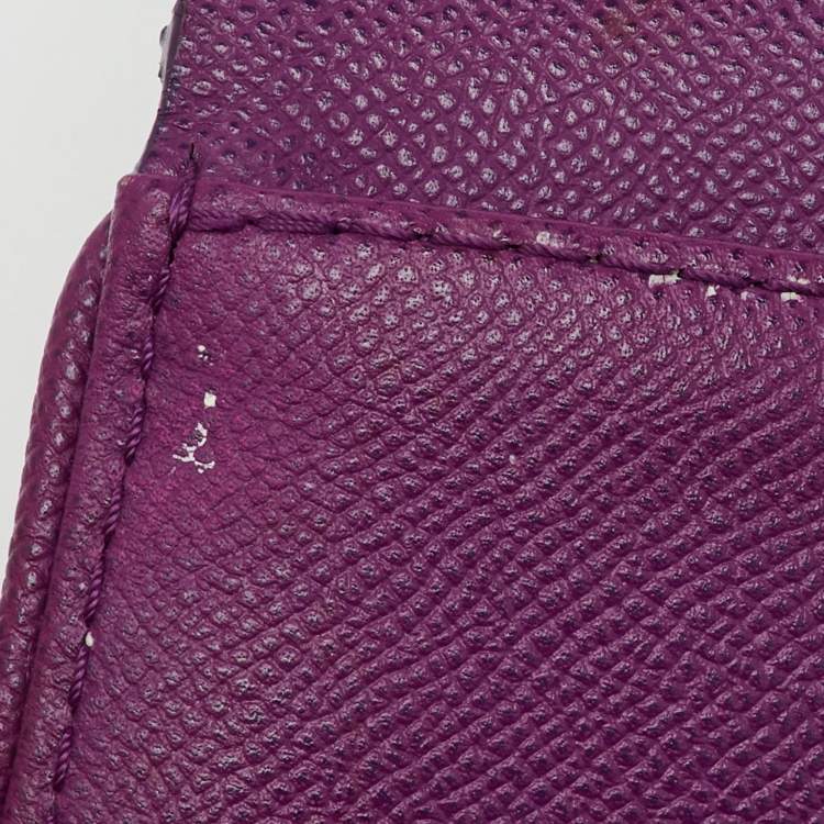 Pre Owned CH Carolina Herrera Purple Monogram Embossed Leather Minuetto Top Handle Bag