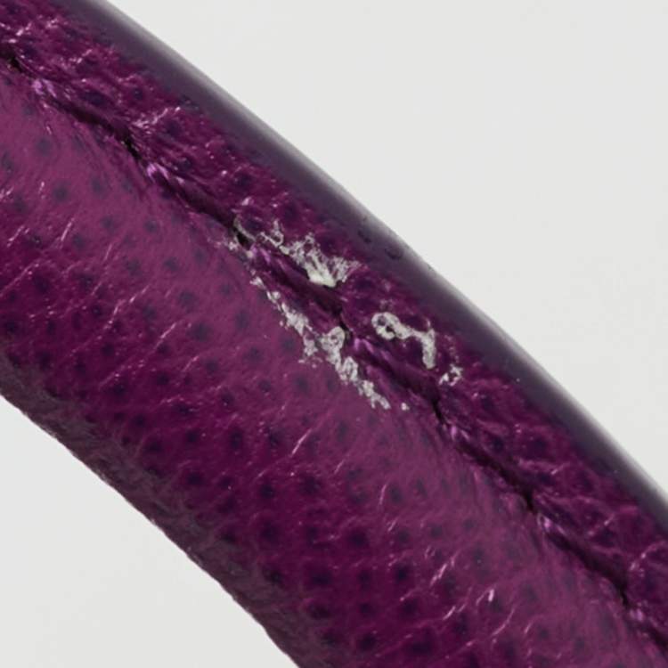 Pre Owned CH Carolina Herrera Purple Monogram Embossed Leather Minuetto Top Handle Bag