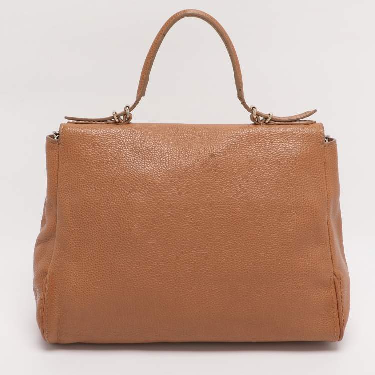 Pre Owned CH Carolina Herrera Brown Leather Minuetto Top Handle Bag