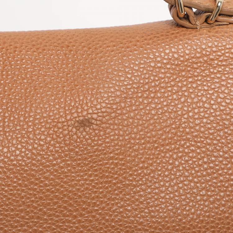 Pre Owned CH Carolina Herrera Brown Leather Minuetto Top Handle Bag