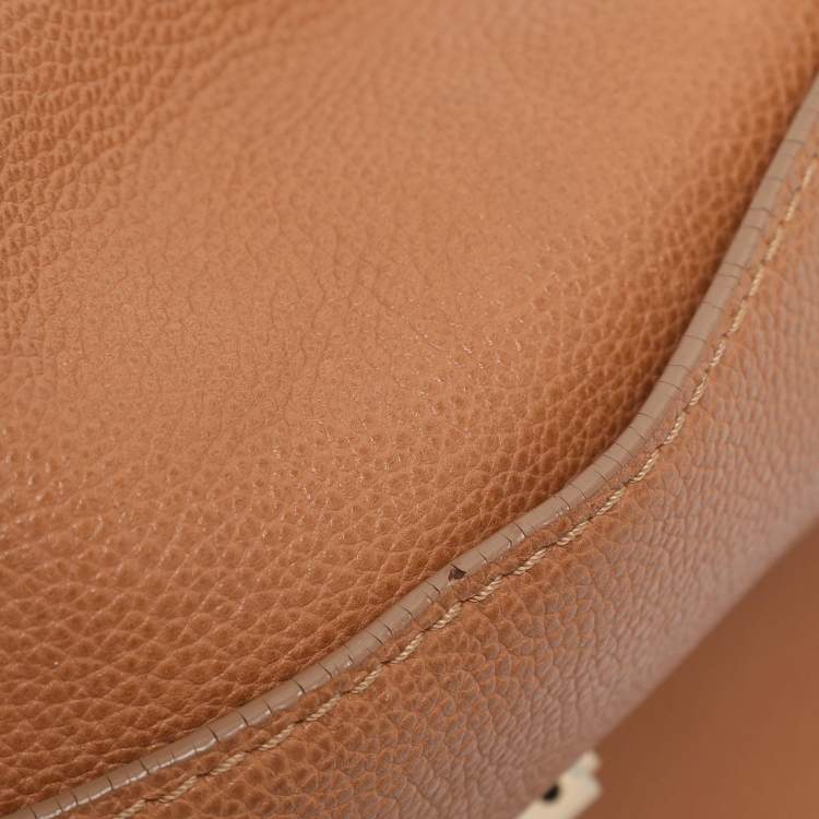 Pre Owned CH Carolina Herrera Brown Leather Minuetto Top Handle Bag