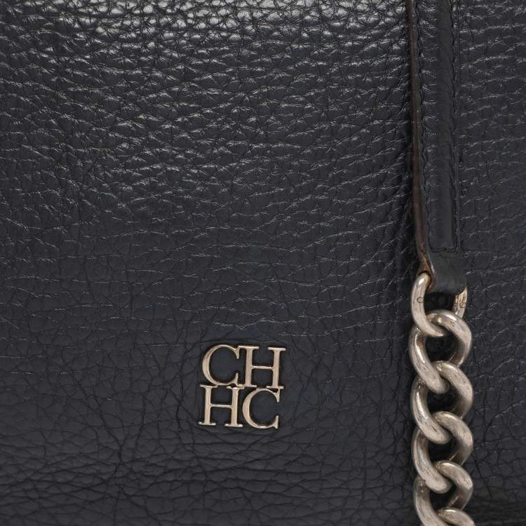 Pre Owned CH Carolina Herrera Navy Blue Leather Maria Shoulder Bag