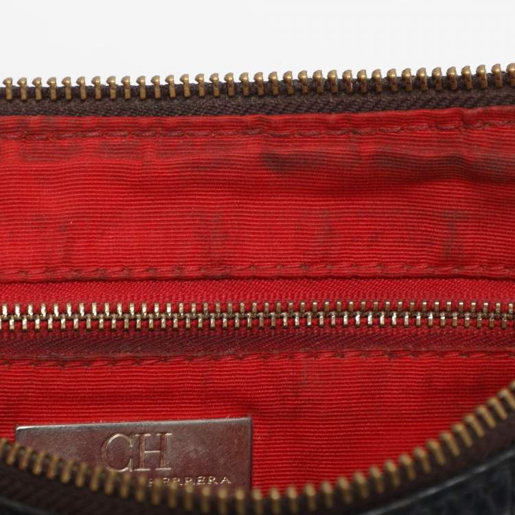 Pre Owned CH Carolina Herrera Navy Blue Leather Maria Shoulder Bag