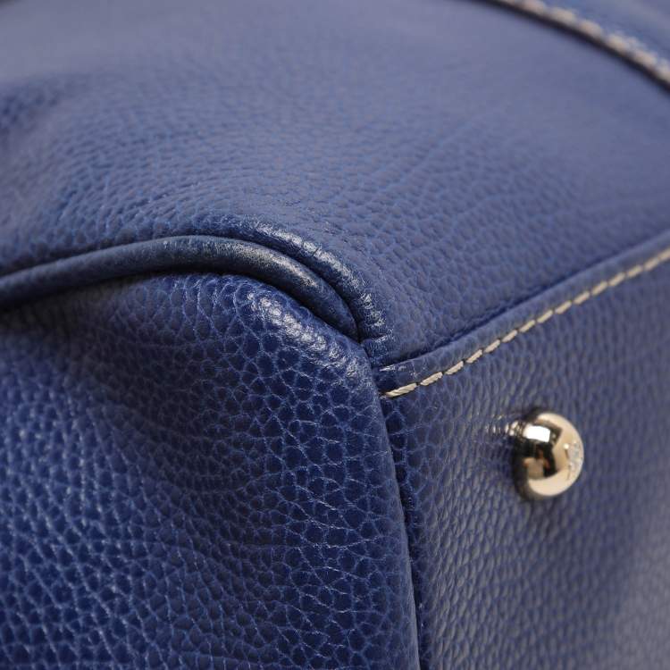 Pre Owned CH Carolina Herrera Blue Grained Leather Matteo Tote