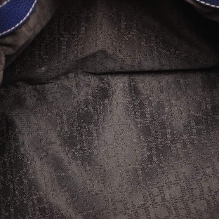 Pre Owned CH Carolina Herrera Blue Grained Leather Matteo Tote