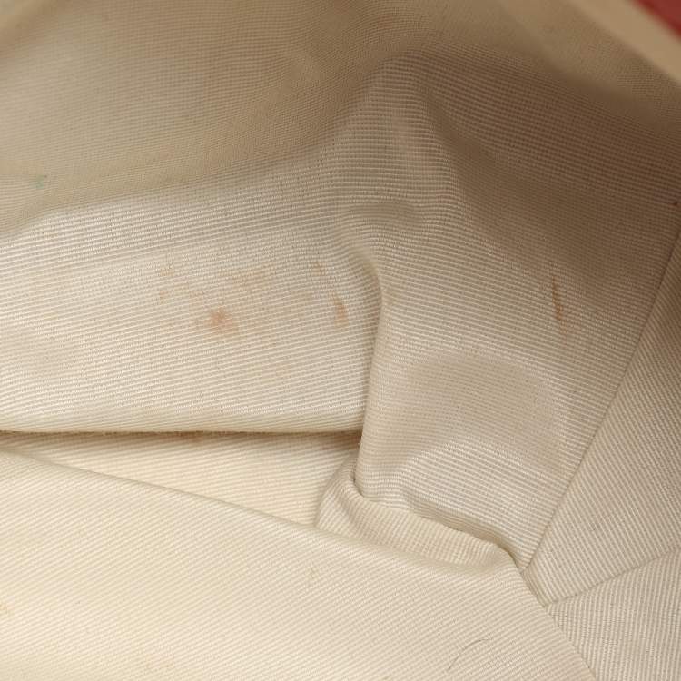 Pre Owned CH Carolina Herrera Red Monogram Embossed Leather Chain Handle Tote