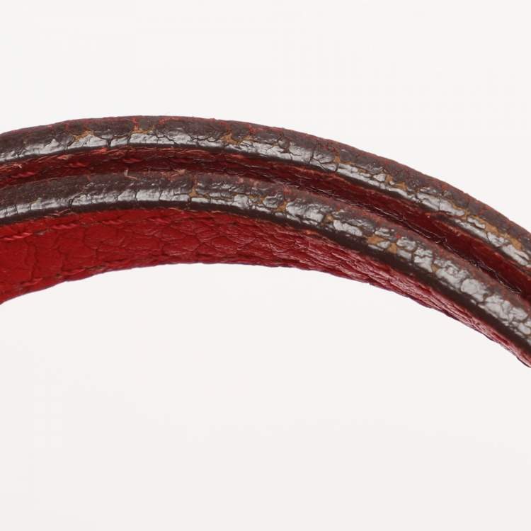 Pre Owned CH Carolina Herrera Red Monogram Embossed Leather Chain Handle Tote