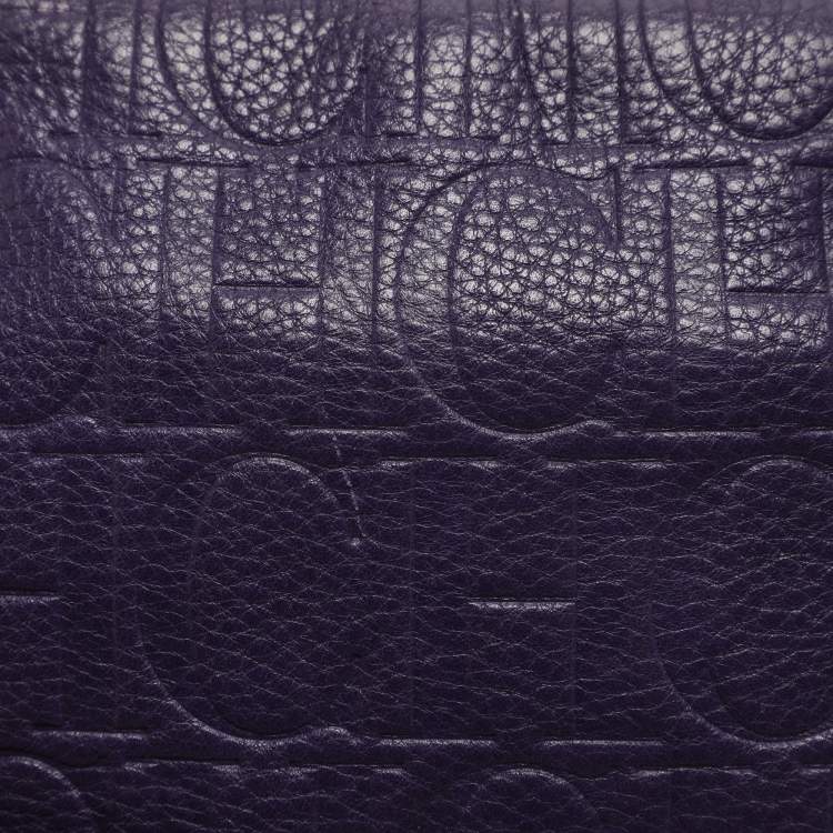 Pre Owned CH Carolina Herrera Purple Monogram Embossed Leather Audrey Shoulder Bag