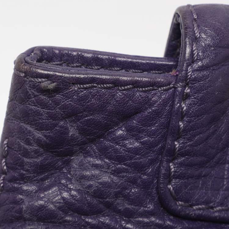 Pre Owned CH Carolina Herrera Purple Monogram Embossed Leather Audrey Shoulder Bag