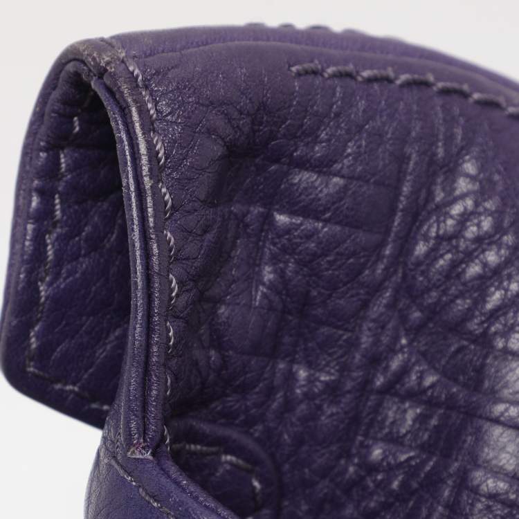 Pre Owned CH Carolina Herrera Purple Monogram Embossed Leather Audrey Shoulder Bag