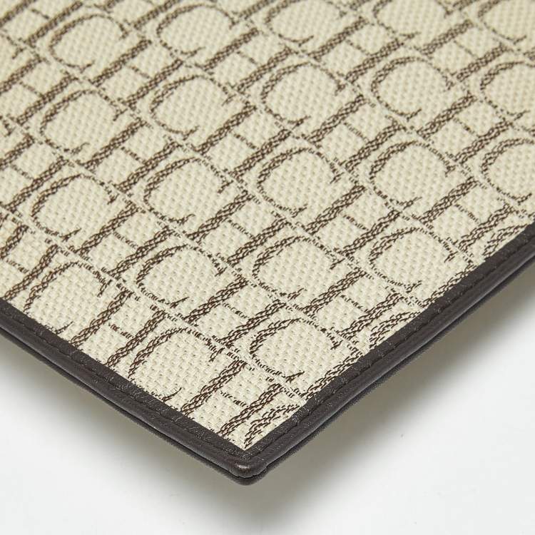 Pre Owned CH Carolina Herrera Beige/Brown Monogram Canvas Continental Pouch