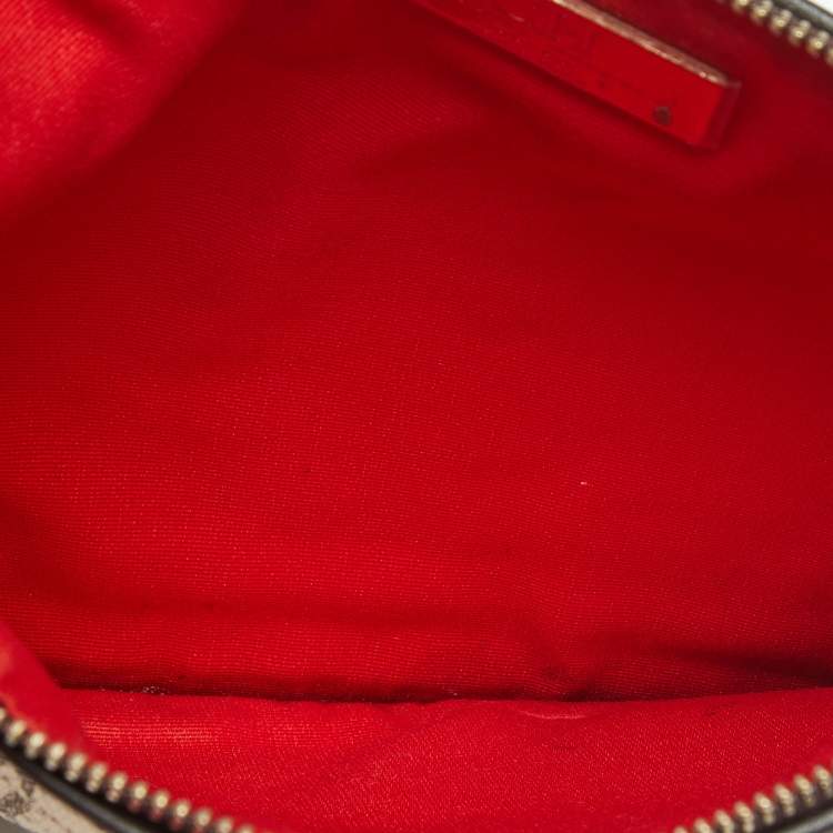 Pre Owned CH Carolina Herrera Beige/Brown Monogram Canvas Continental Pouch