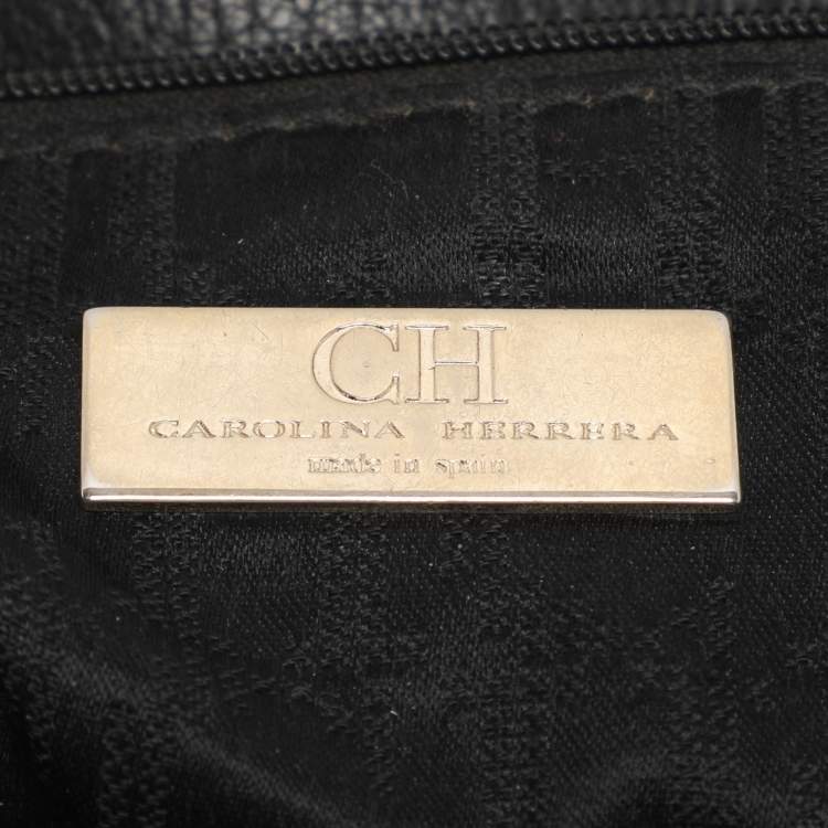 Pre Owned CH Carolina Herrera Black Leather Tote