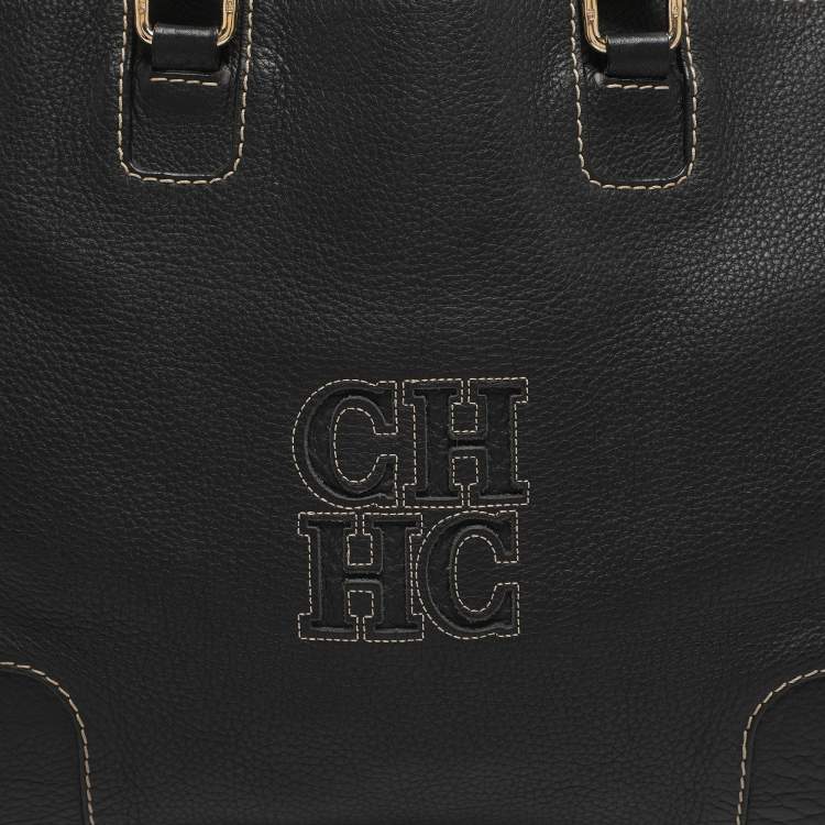 Pre Owned CH Carolina Herrera Black Leather Tote