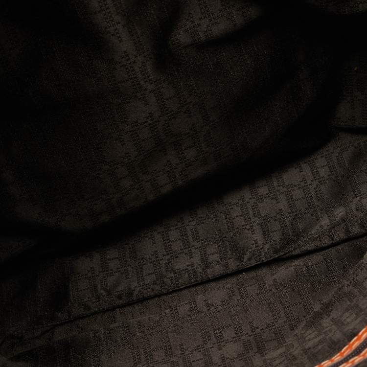 Pre Owned CH Carolina Herrera Orange Leather Front Pocket Tote